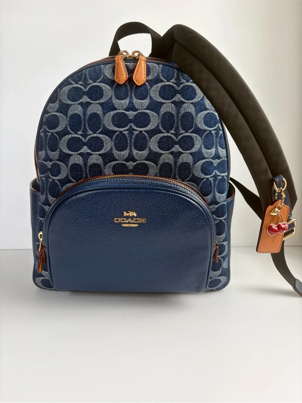 Coach Denim Court Backpack In Signature Canvas Leather Authentic Mint Condition